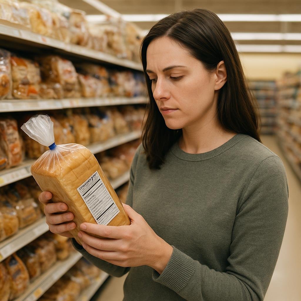 Reading a bread ingredient label Reading a bread ingredient label