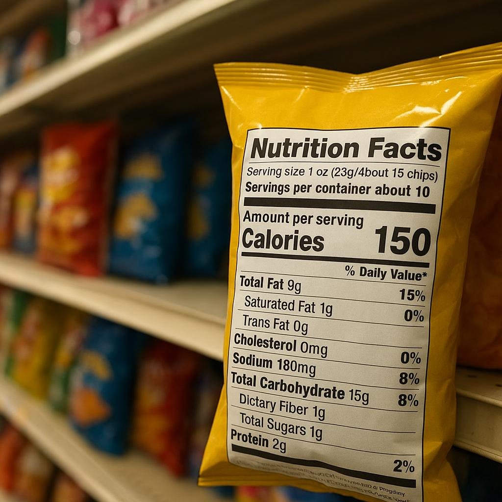 Bag of chips with sodium on the label Bag of chips with sodium on the label