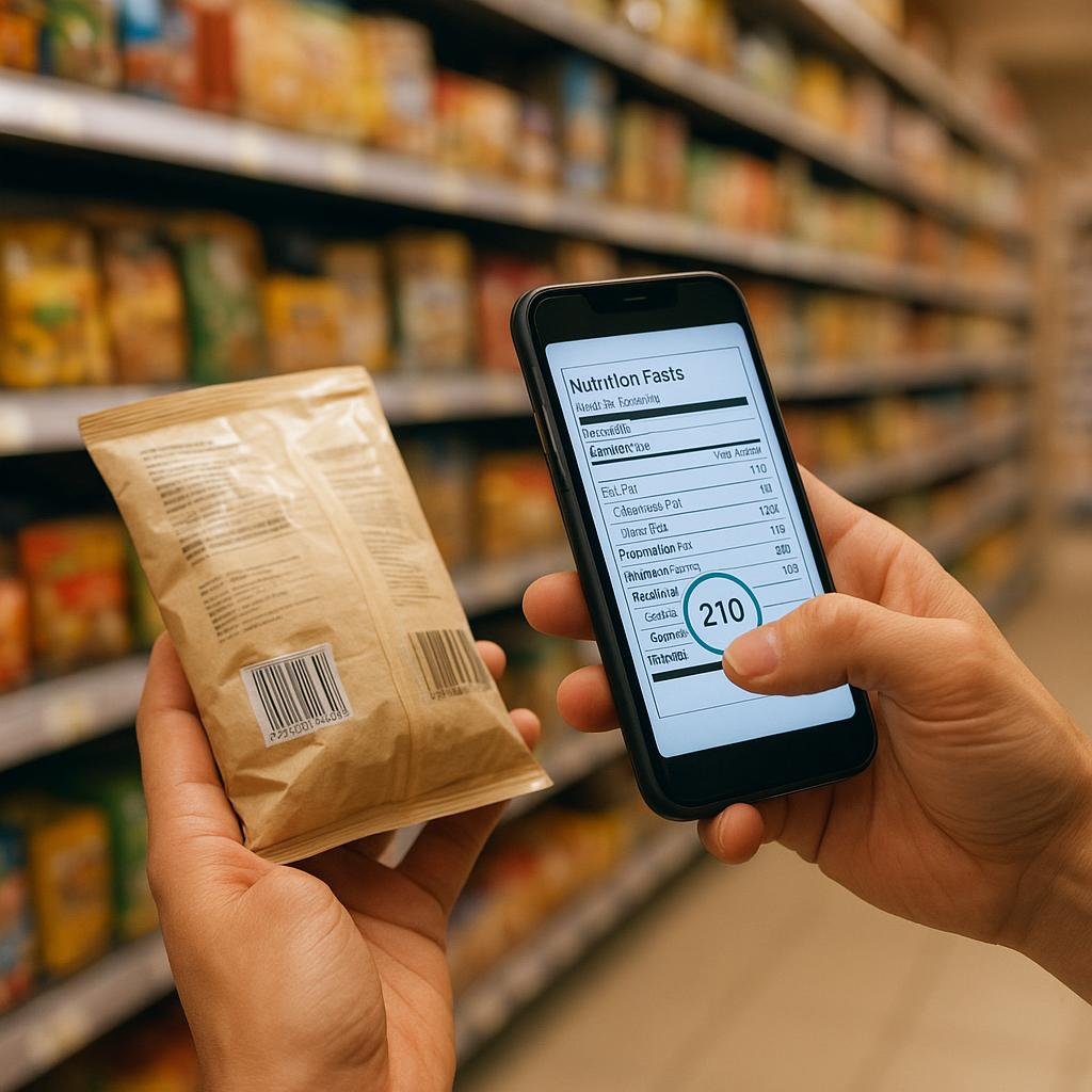 Phone scanning food label for sodium content