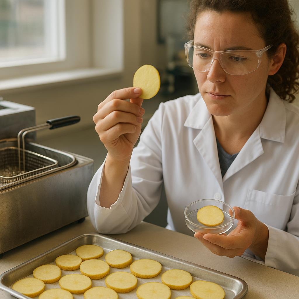 Potato chips and frying chemistry in a lab Potato chips and frying chemistry in a lab