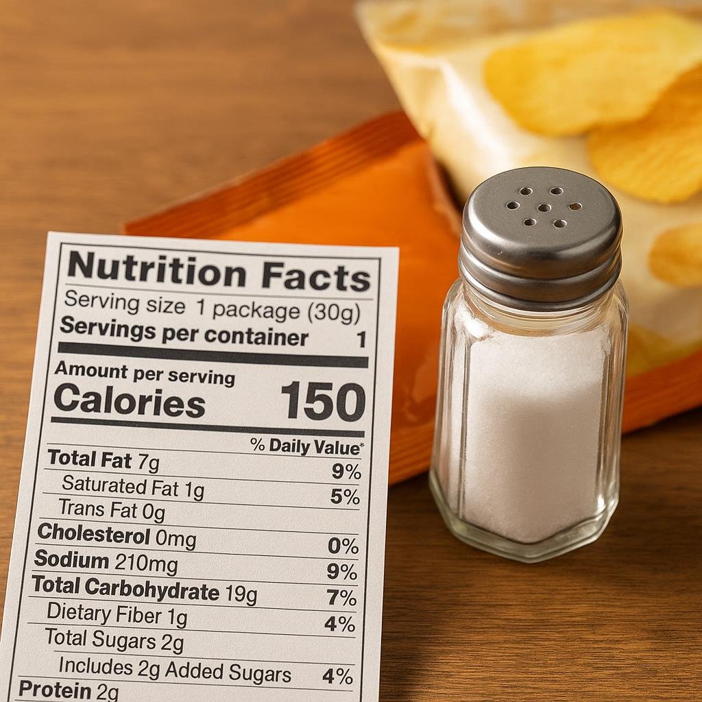 Nutrition label showing daily value of sodium Nutrition label showing daily value of sodium