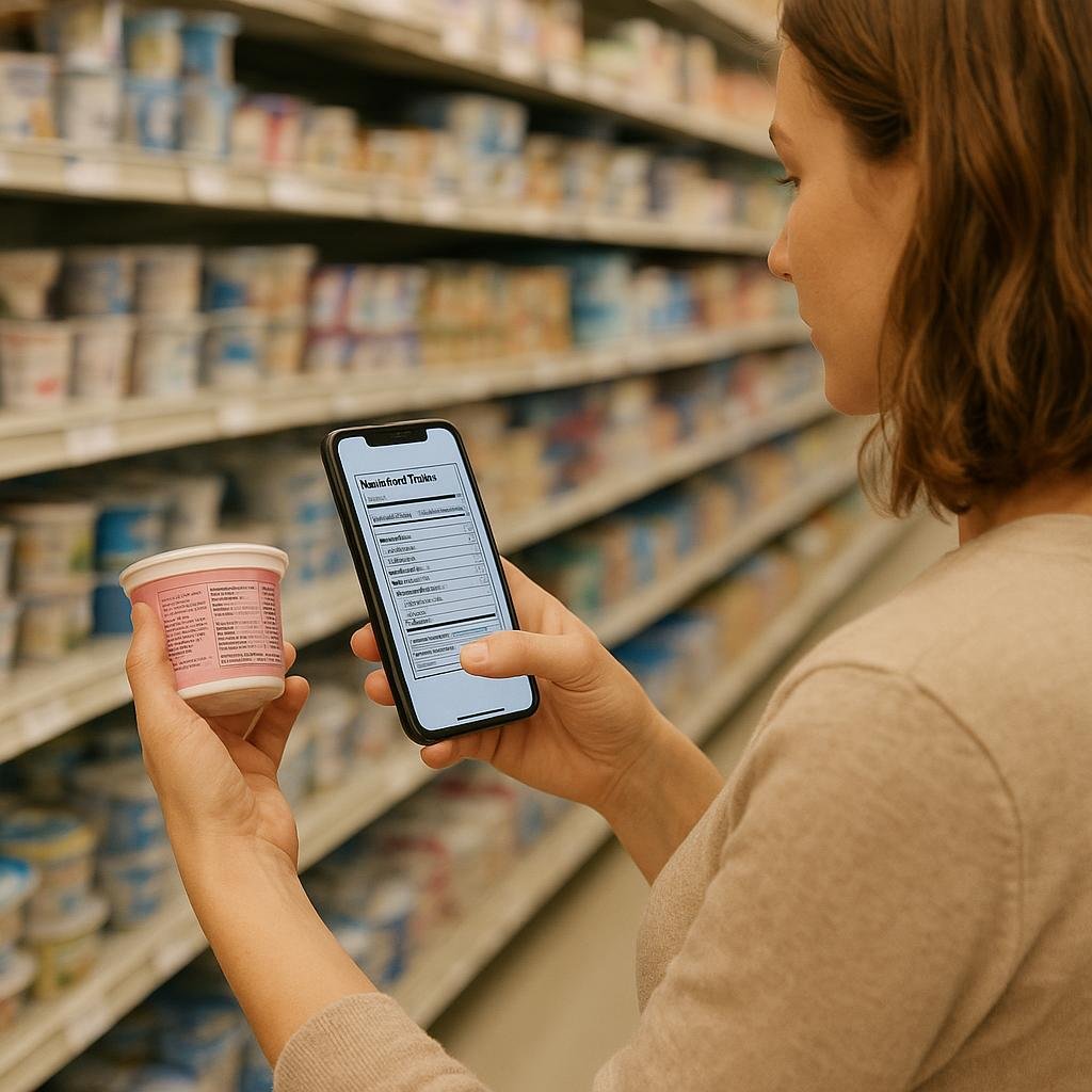 Scanning a nutrition label with the InSpoon app Scanning a nutrition label with the InSpoon app