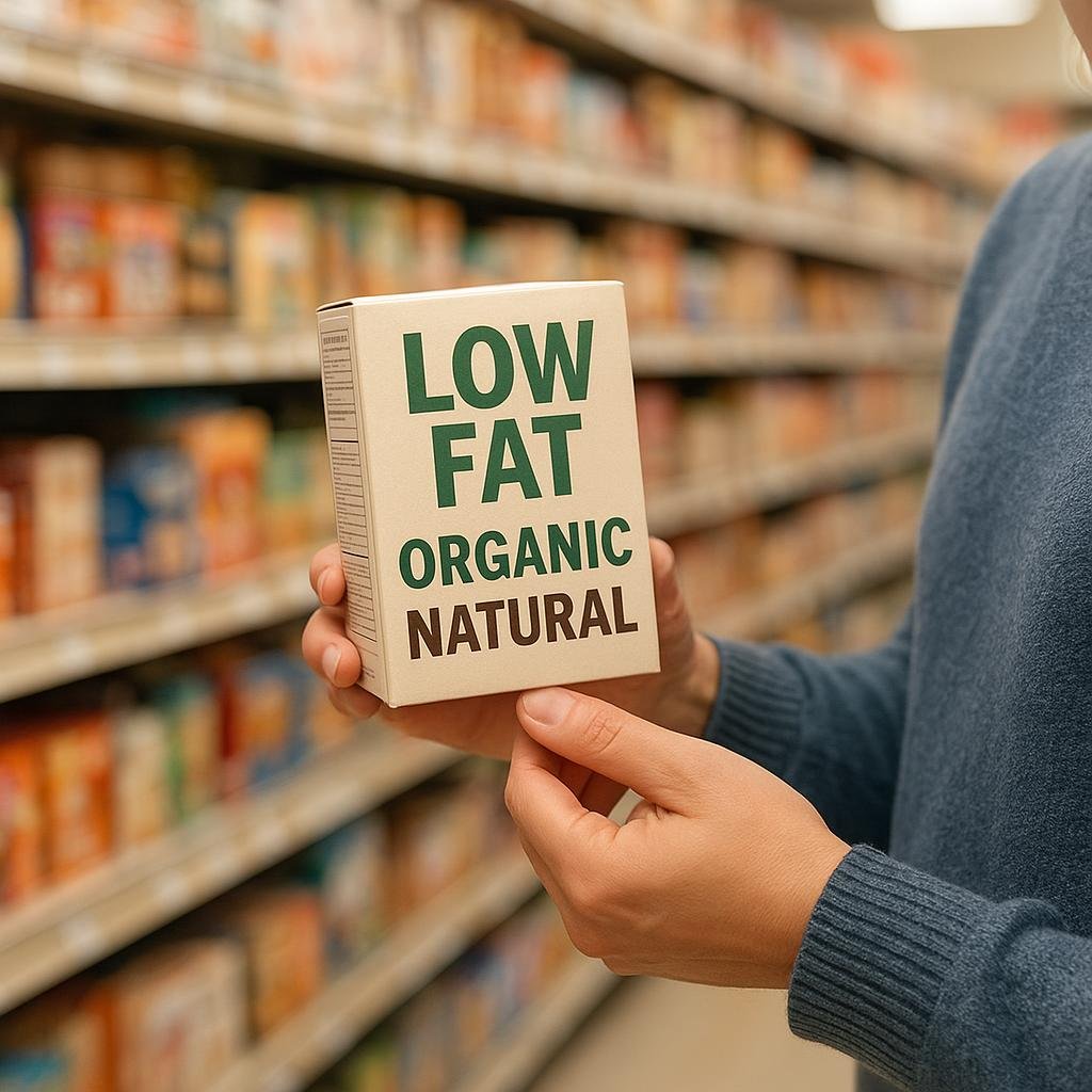Grocery shopper reading a nutrition label