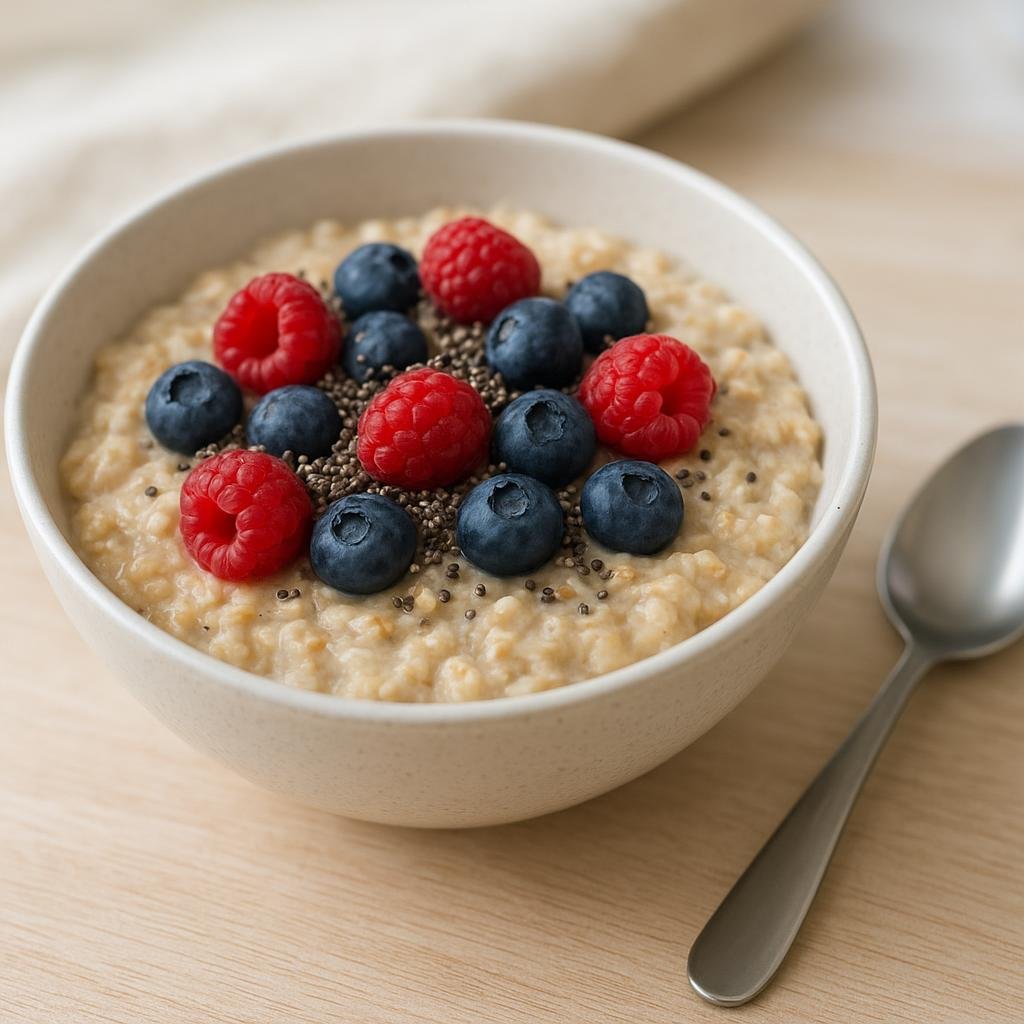 Oatmeal with berries and chia seeds
