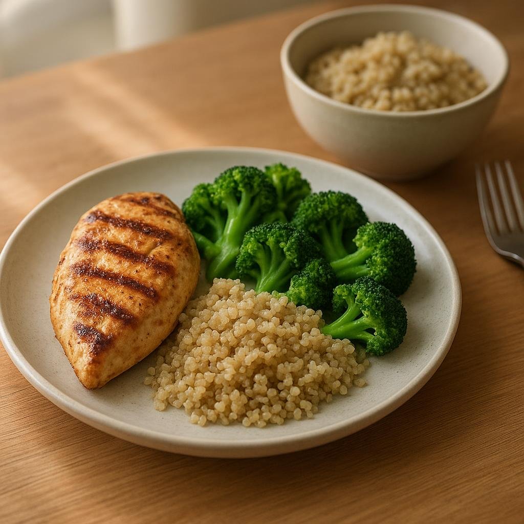 High-protein meal with chicken and quinoa High-protein meal with chicken and quinoa