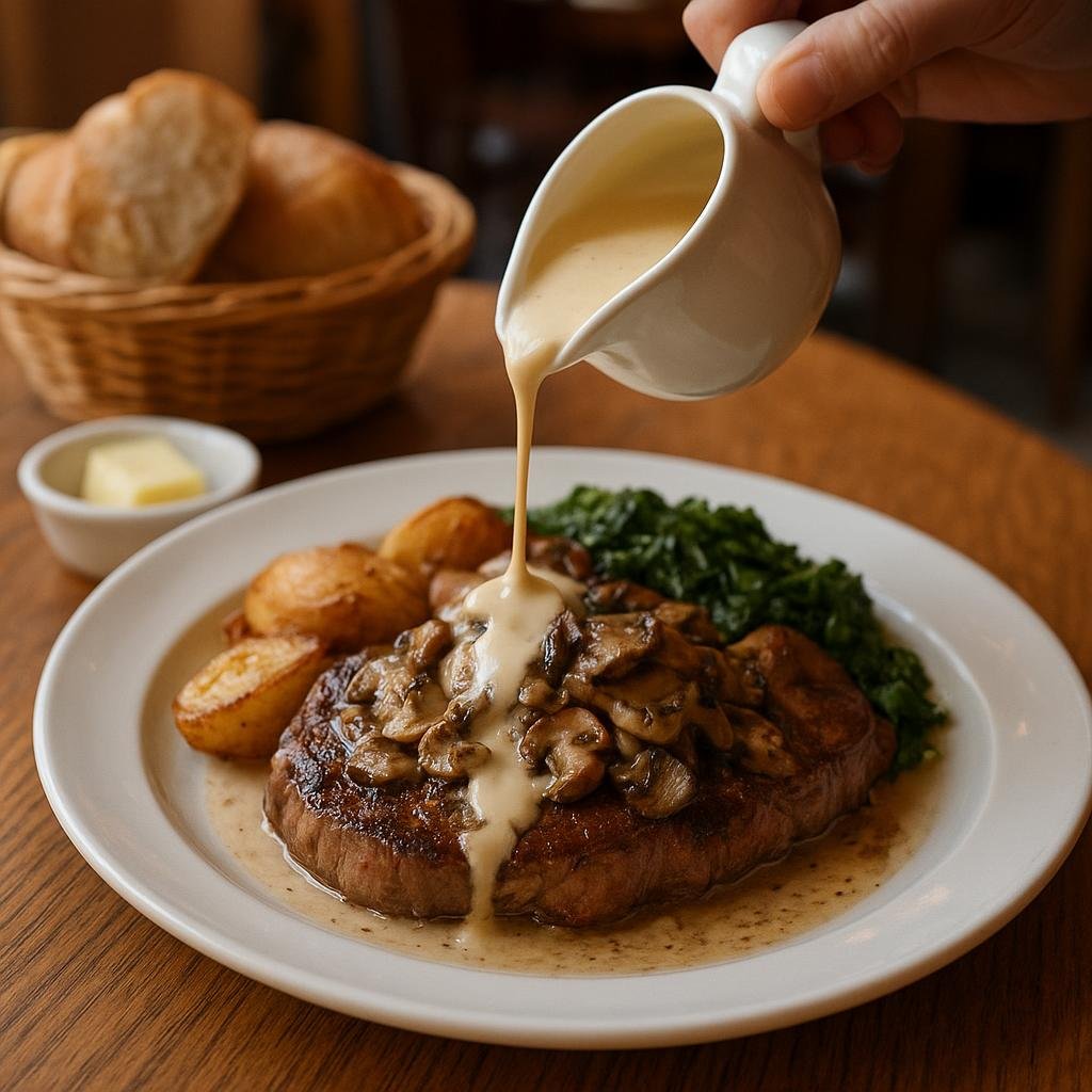 Restaurant meal with butter, cream, and rich sauces