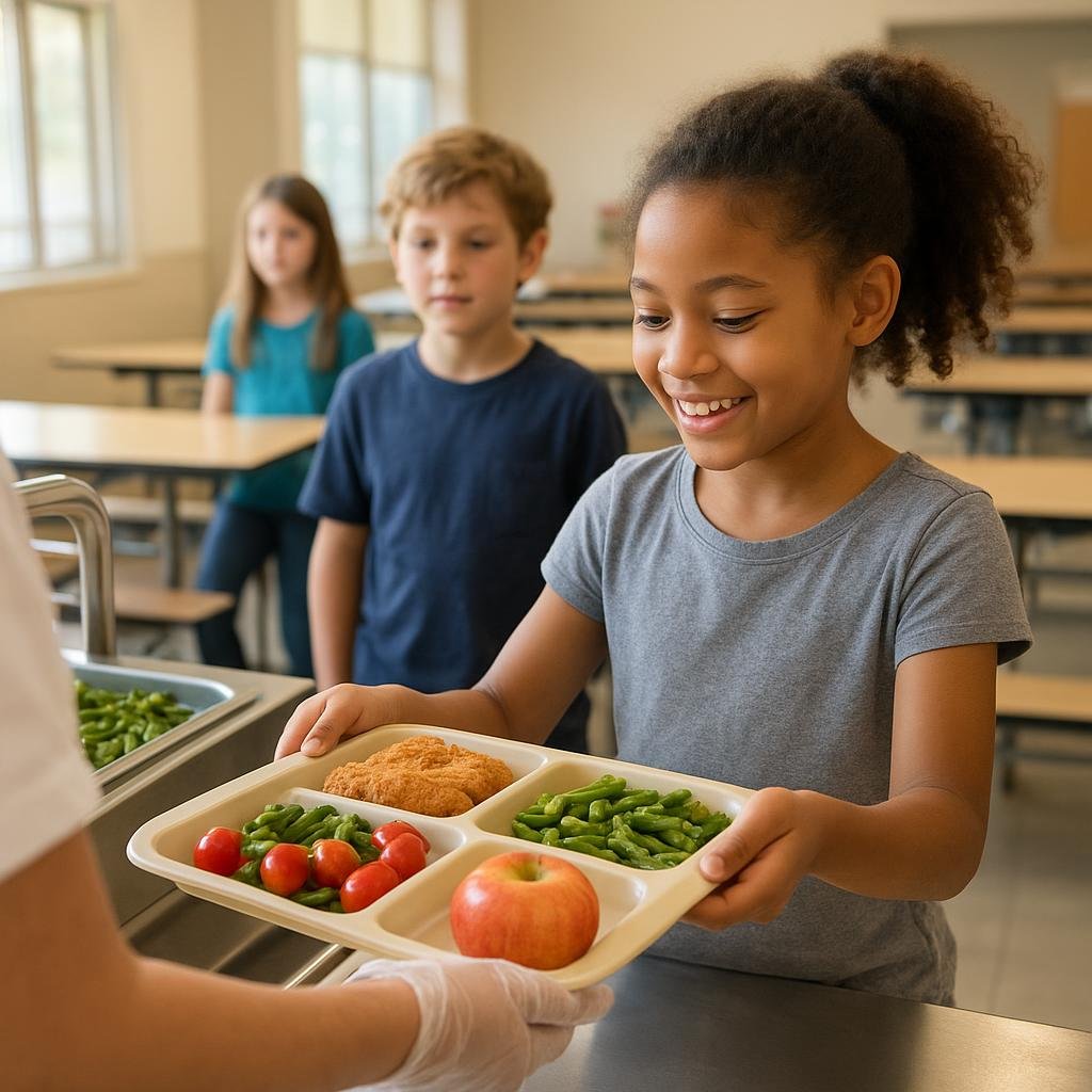 School lunch trays in a cafeteria School lunch trays in a cafeteria