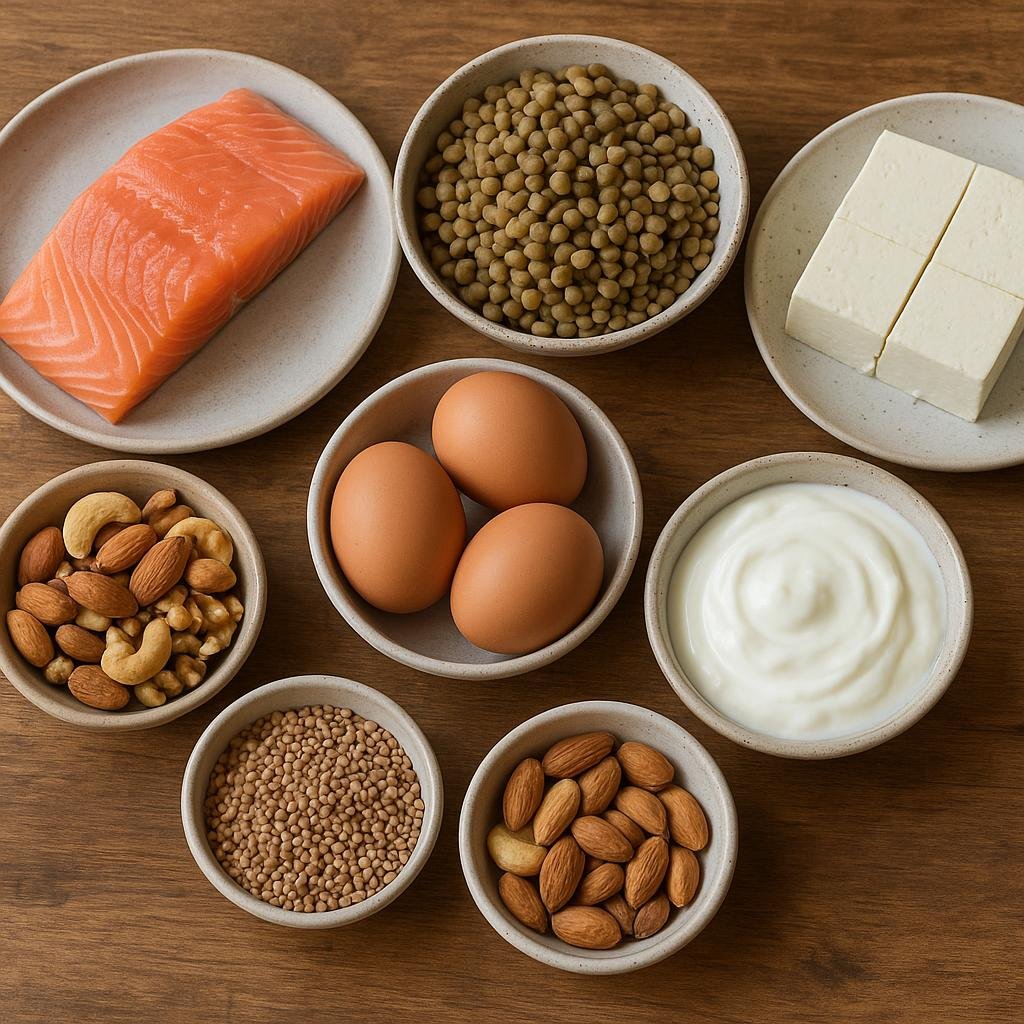 Healthy protein sources on a table