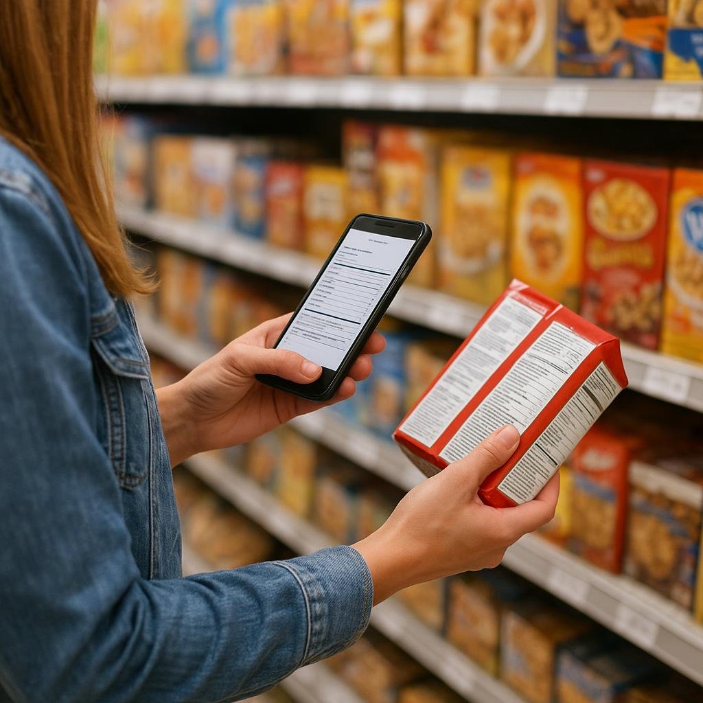 Scanning a nutrition label with a food app