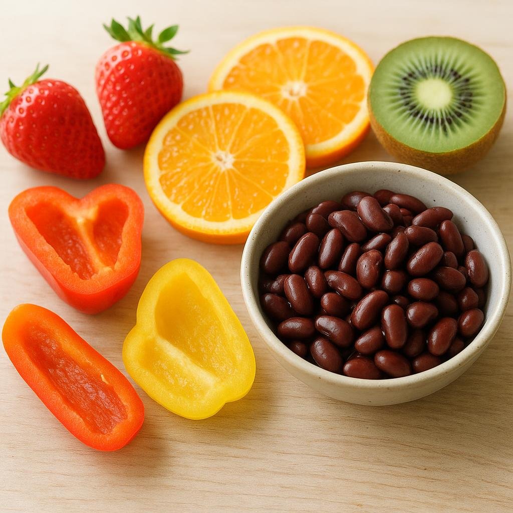 Vitamin C foods with iron-rich meal